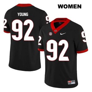 Women's Georgia Bulldogs NCAA #92 Justin Young Nike Stitched Black Legend Authentic College Football Jersey CNN6754OR